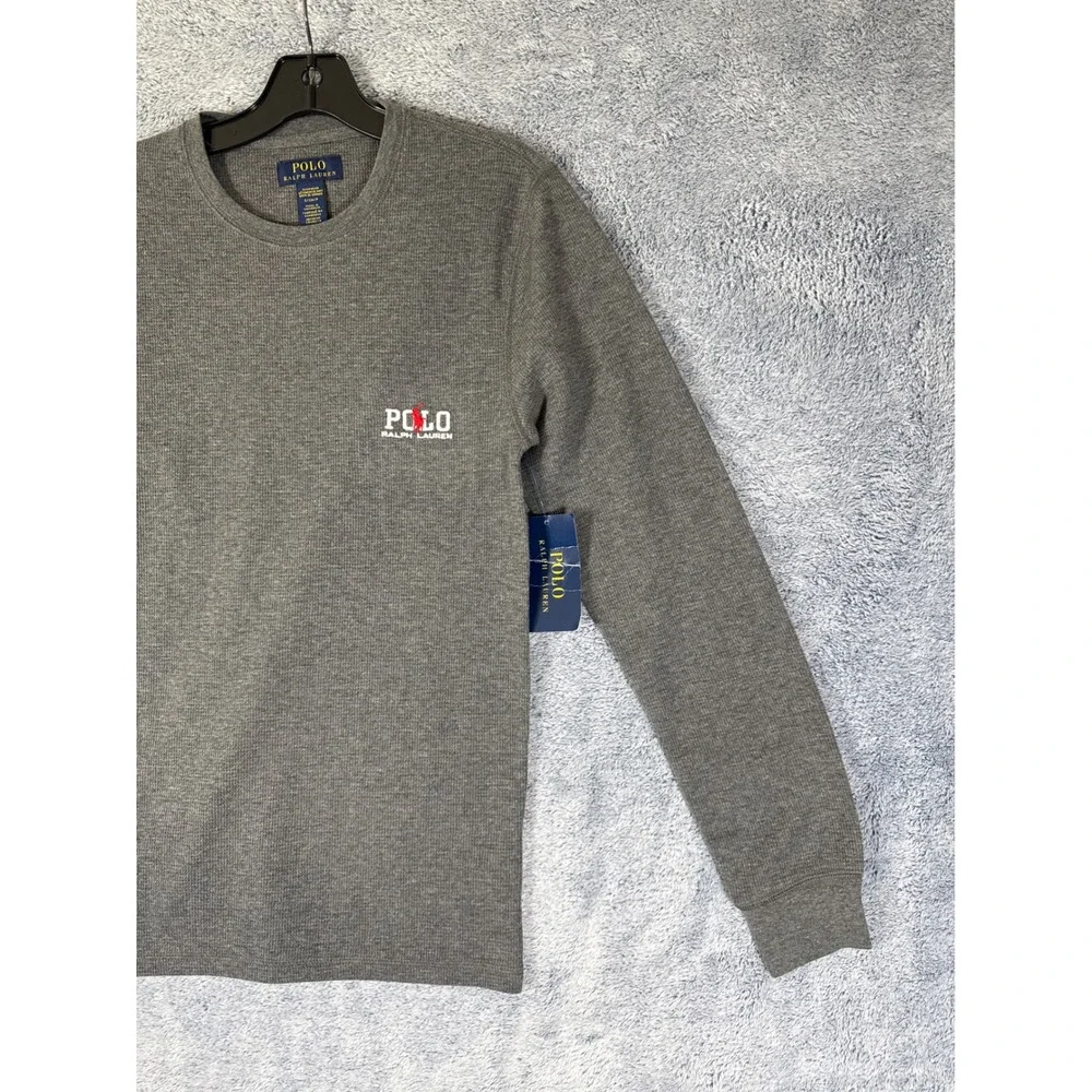 Polo Ralph Lauren Mens Gray Waffle Knit Thermal Sleepwear Shirt S MPW03F